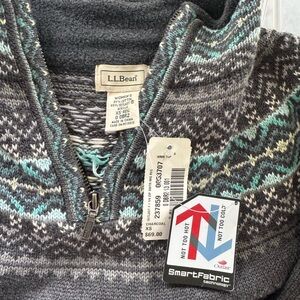 L.L. Bean Charcoal and Aqua Knit Pullover